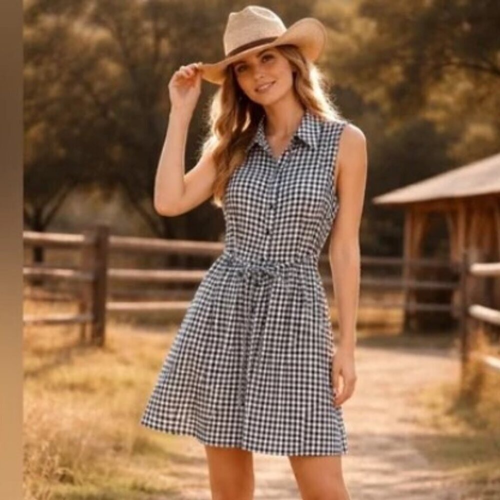 Suzy Shier Black and White Gingham Midi Dress gingham dress